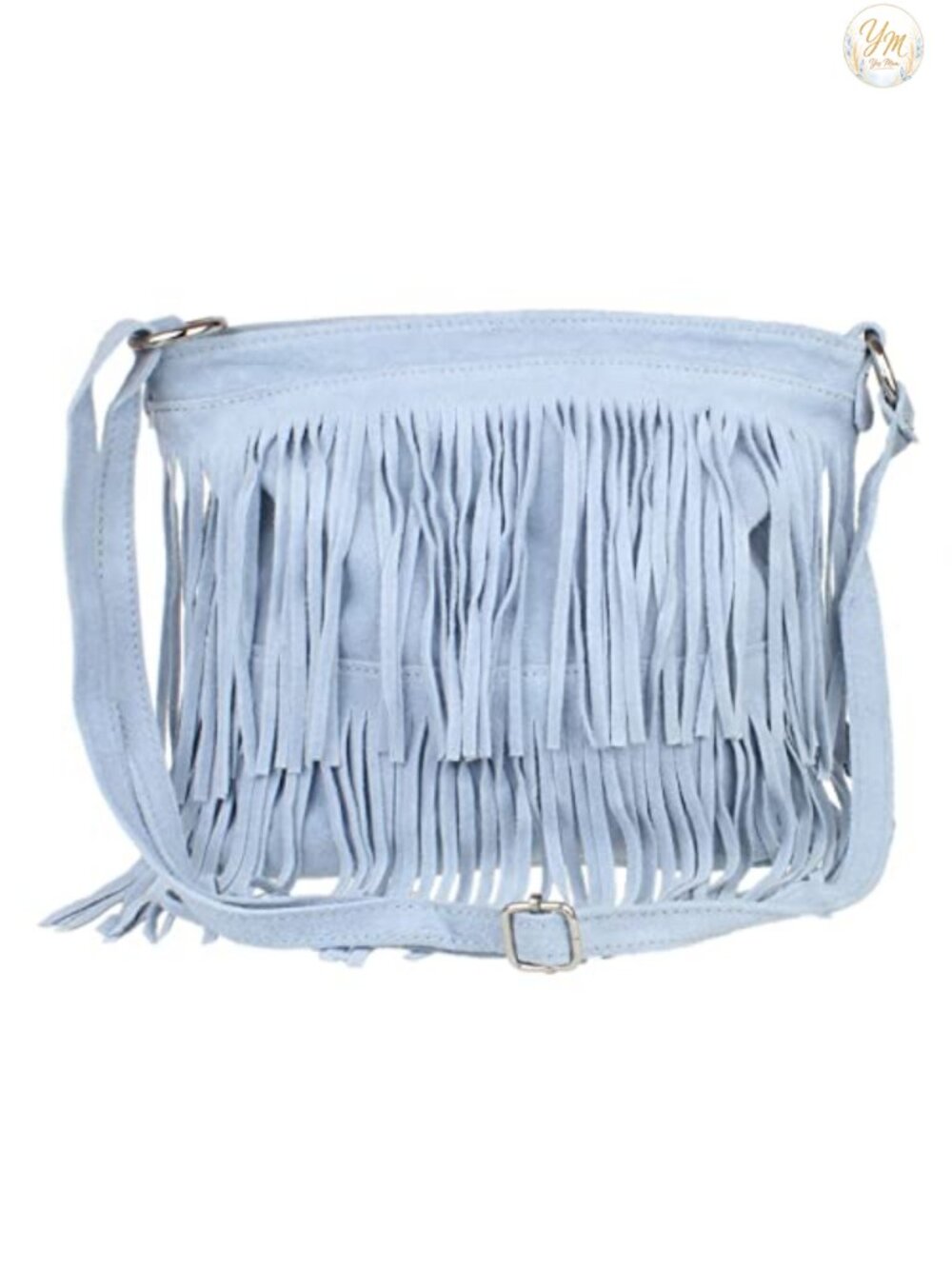 Genuine Italian Suede Fringe Crossbody Hobo Bag Adjustable Strap